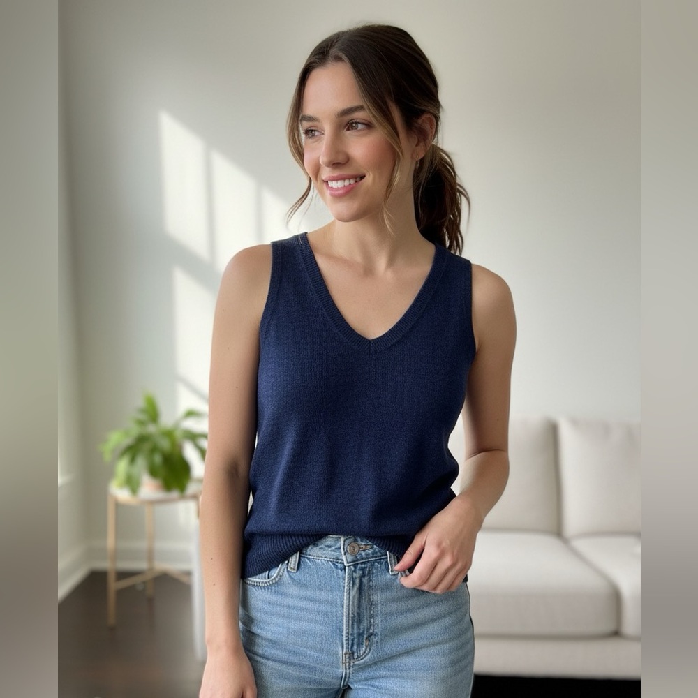 Banana Republic Navy  V-neck sleeveless knit top Size S